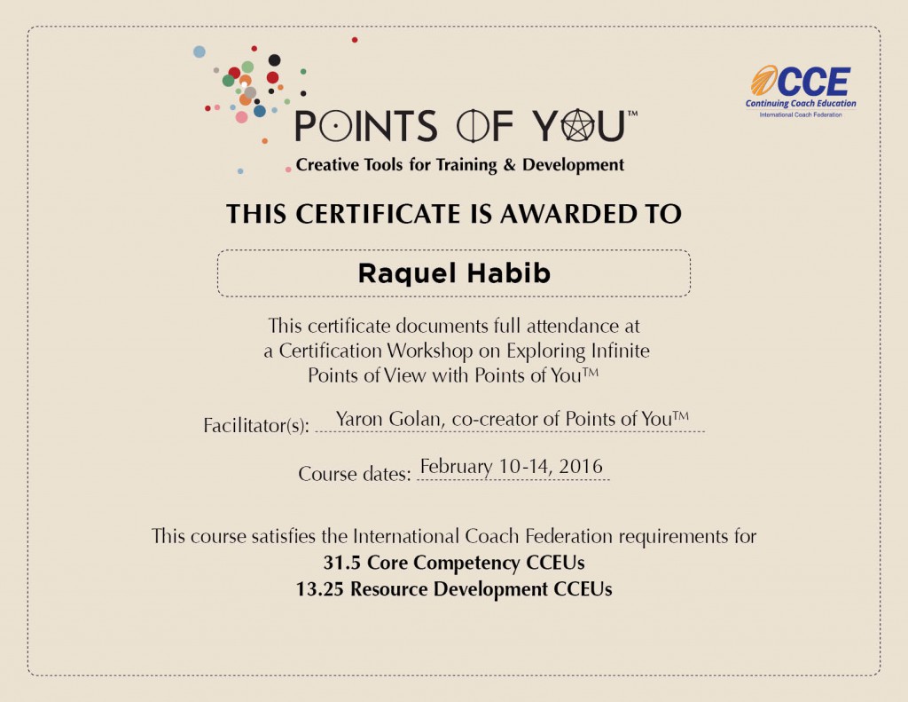 Raquel Habib Certificate